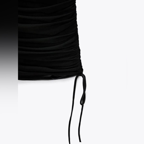Zara mesh contrast black mini ruched dress - Picture 3 of 5